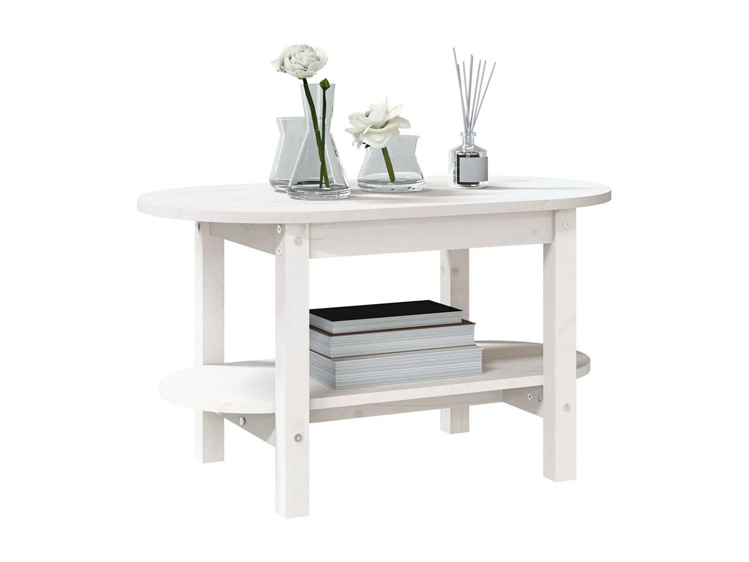 Table basse Blanc 80x45x45 cm Bois massif de pin
