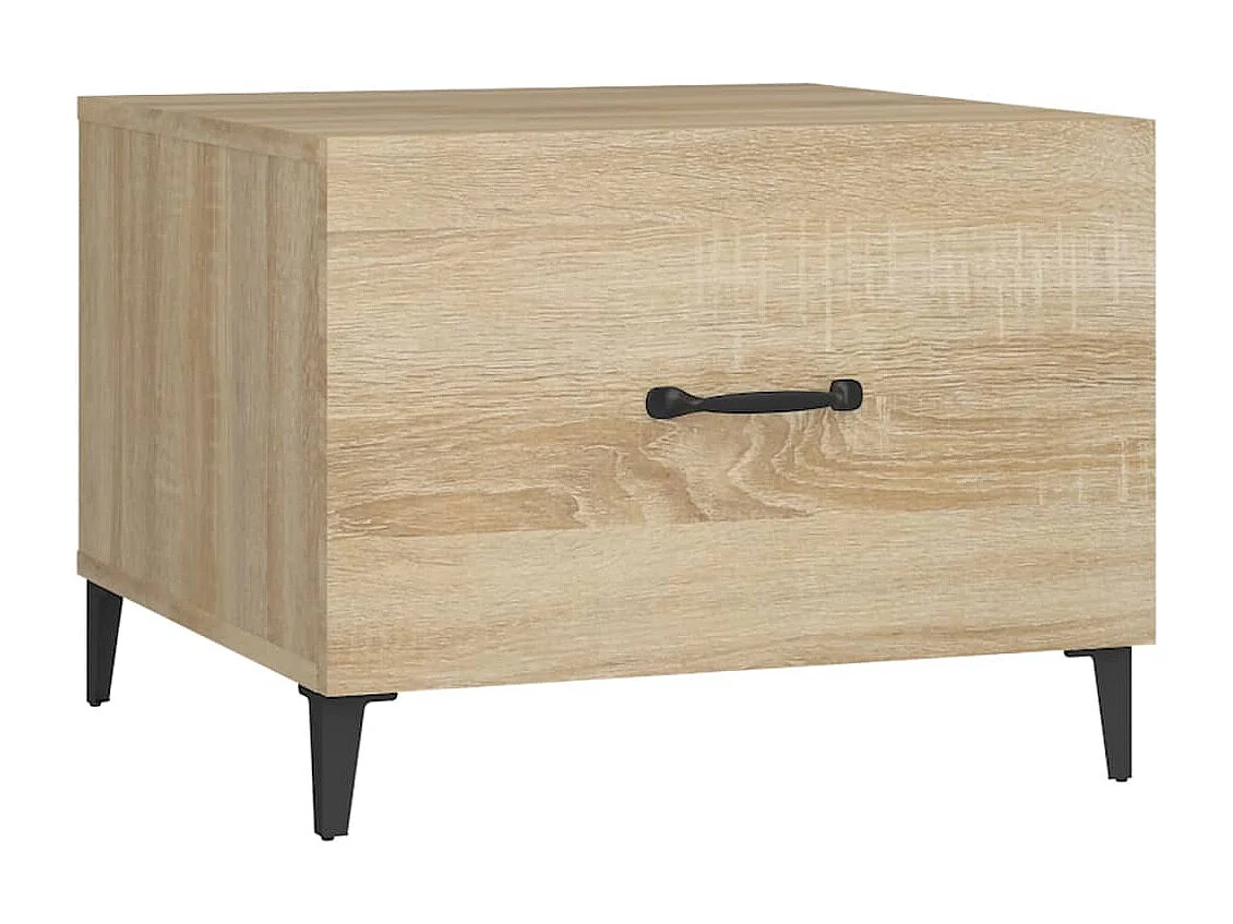 Tavolino da Salotto Gambe in Metallo Rovere Sonoma 50x50x40 cm