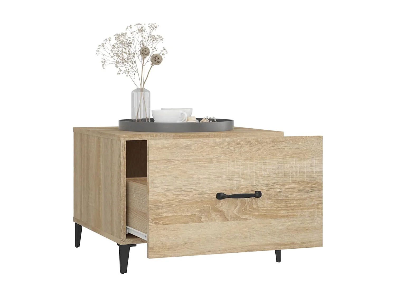 Table basse avec pieds en métal Chêne sonoma 50x50x40 cm