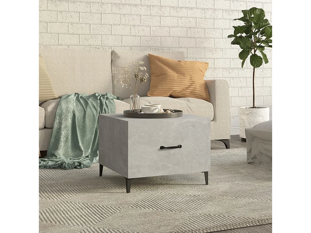 Salontafel met metalen poten 50x50x40 cm betongrijs