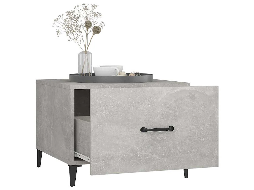 Table basse avec pieds en métal Gris béton 50x50x40 cm