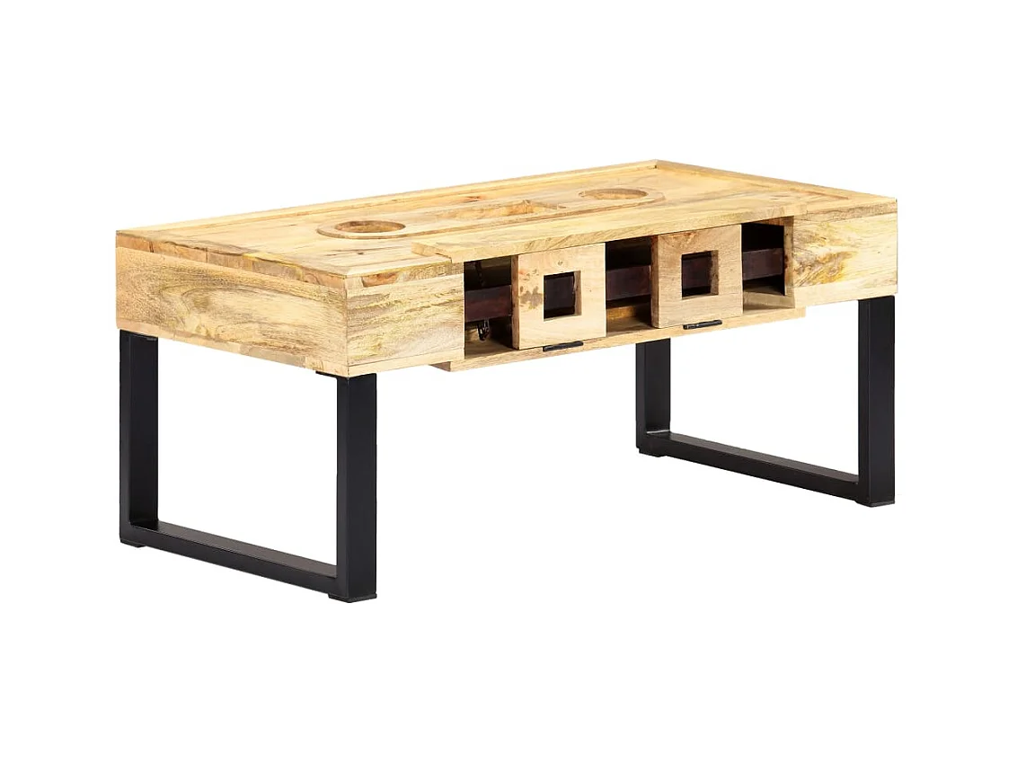 Couchtisch Kassettenstil 100×52×45 cm Massivholz Mango