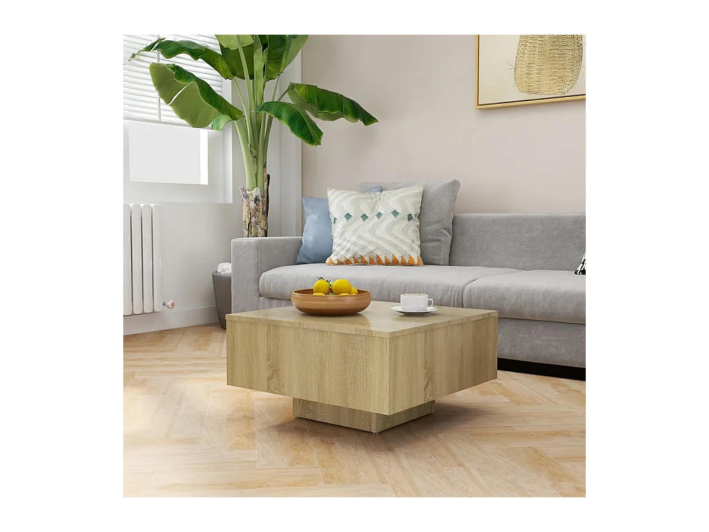 Table basse chêne sonoma 60x60x31,5 cm bois d'ingénierie