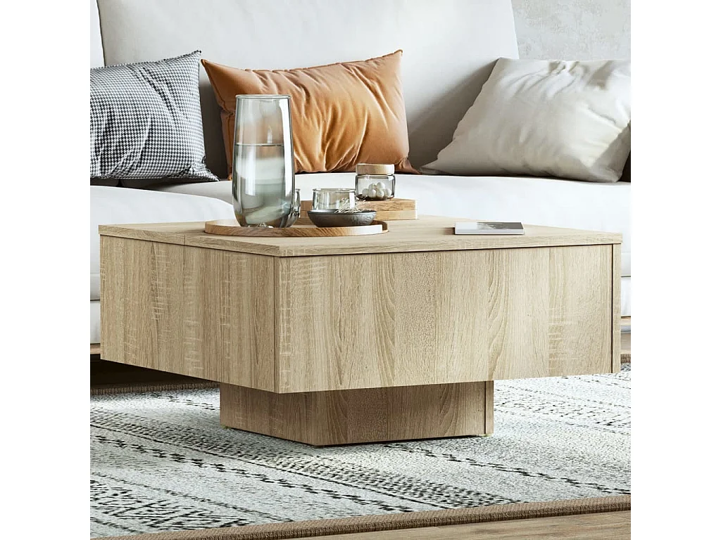 Table basse chêne sonoma 60x60x31,5 cm bois d'ingénierie