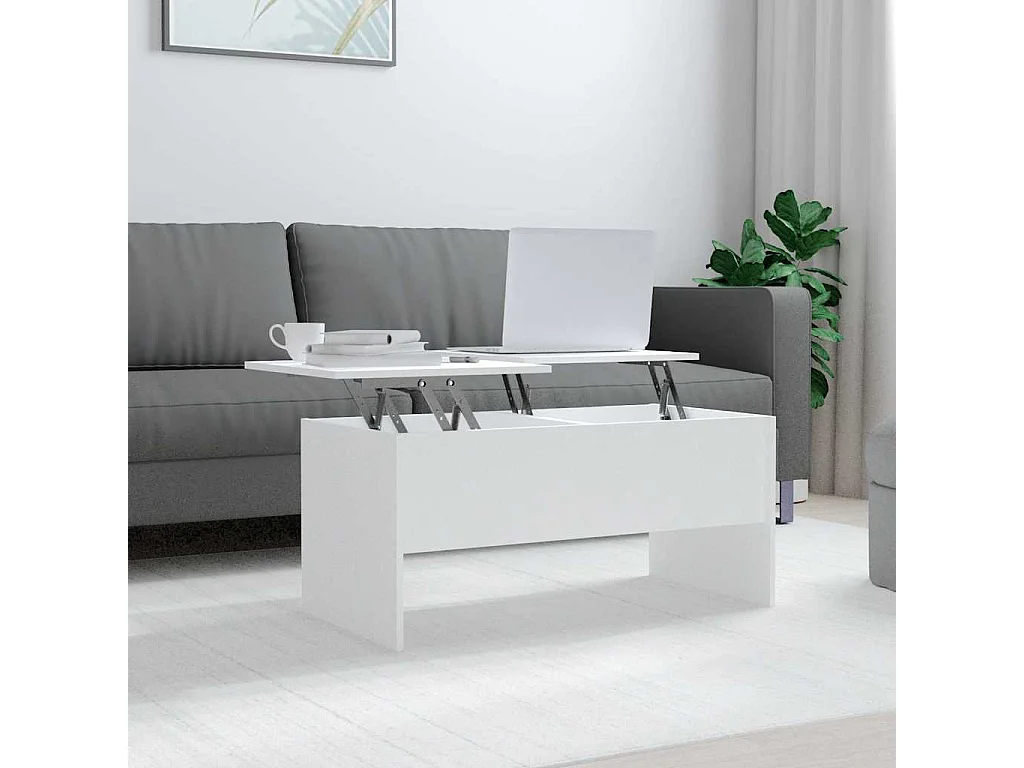 Table basse Blanc 102x50,5x46,5 cm Bois d'ingénierie