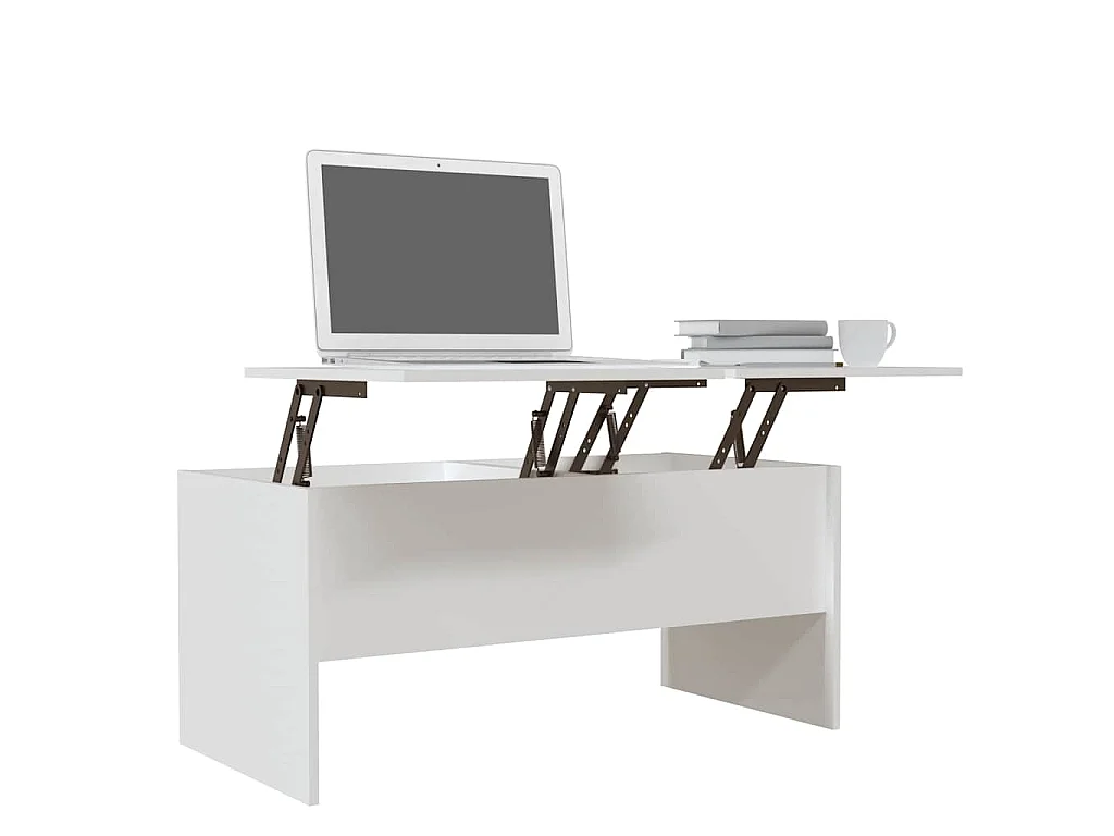 Table basse Blanc 102x50,5x46,5 cm Bois d'ingénierie