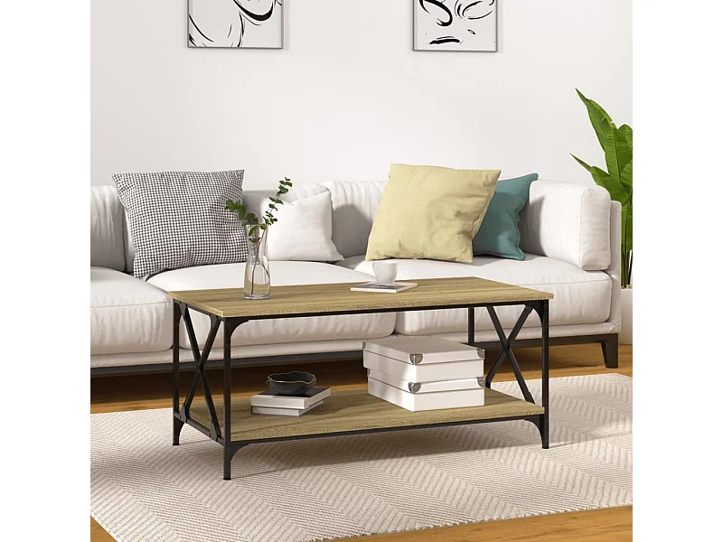 Couchtisch Sonoma Eiche 100x50x45 cm Holzwerkstoff und Eisen