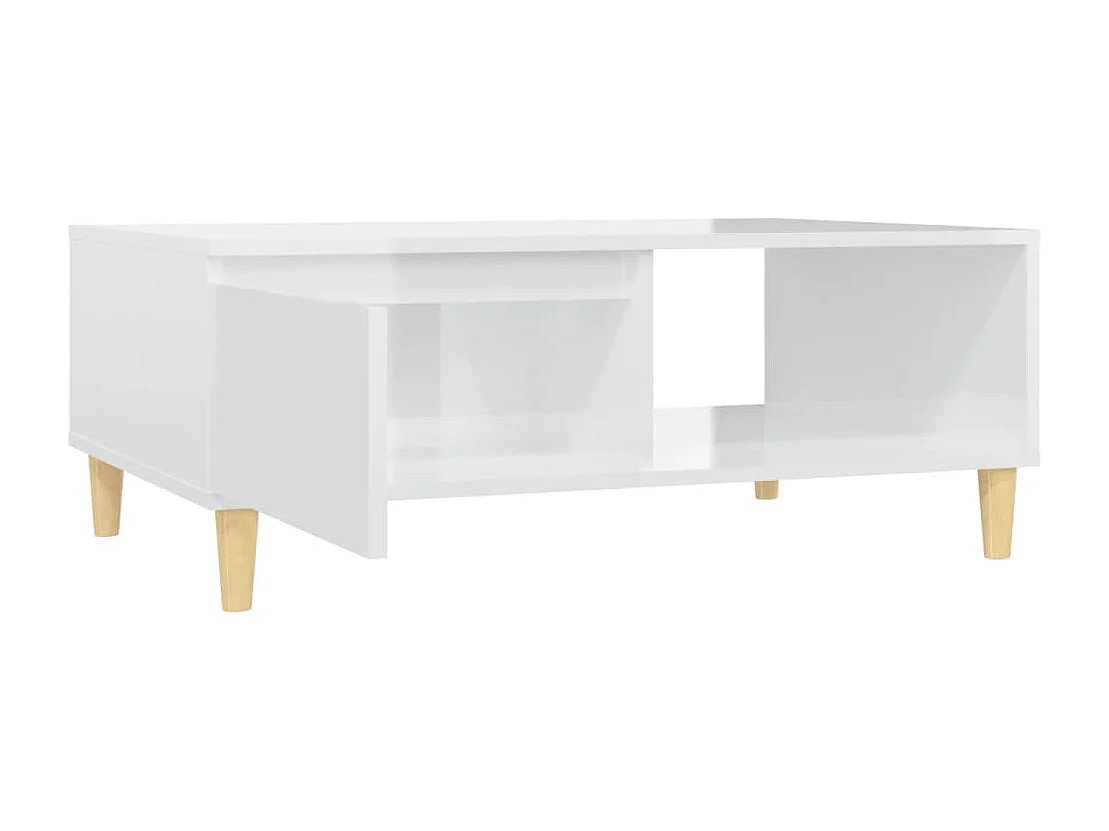 Mesa de centro madera contrachapada blanco brillo 90x60x35 cm