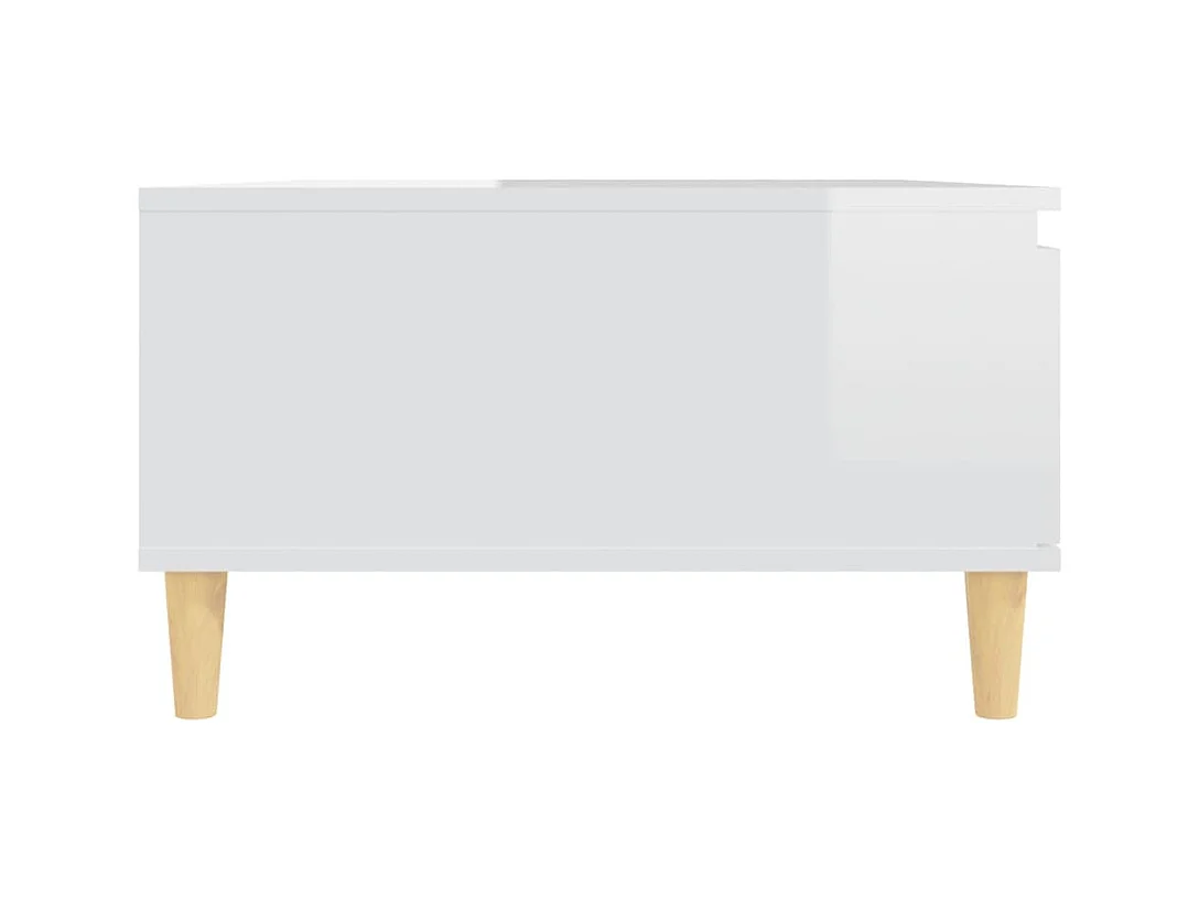 Mesa de centro madera contrachapada blanco brillo 90x60x35 cm