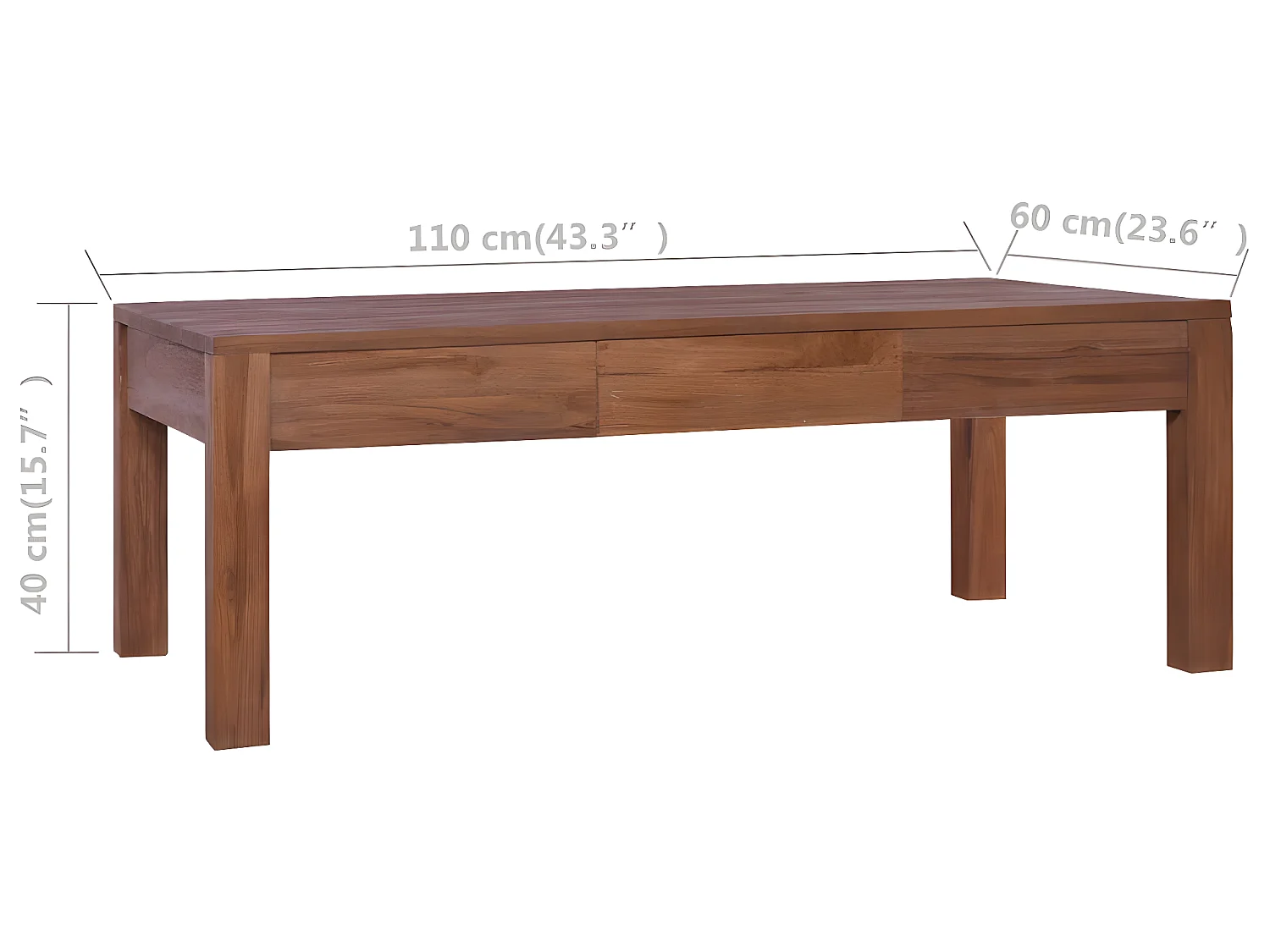 Table basse 110x60x40 cm Bois de teck massif