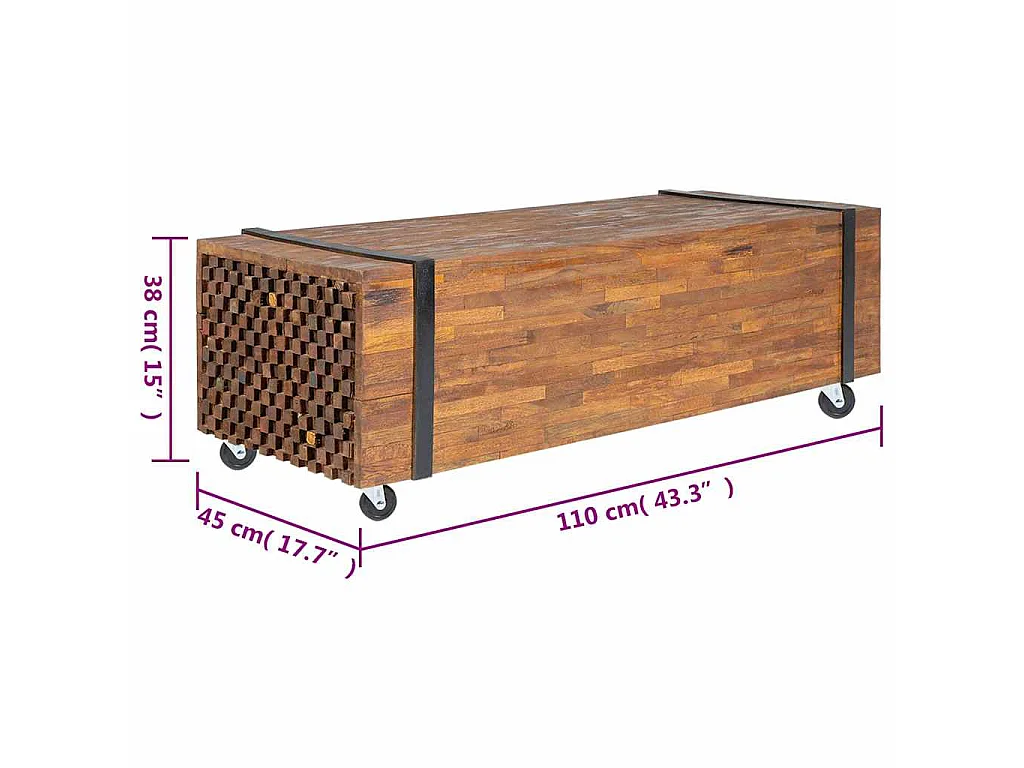 Table basse 110x45x38 cm bois de teck solide