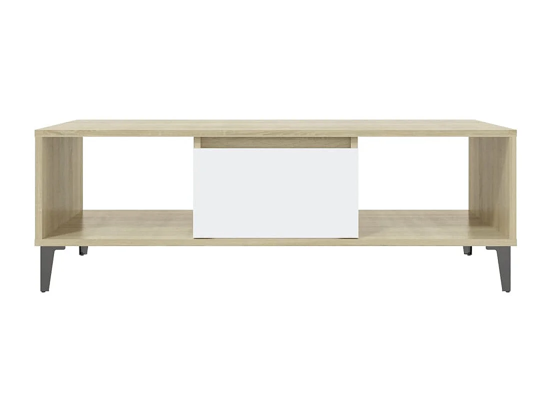 Salontafel 103,5x60x35 cm bewerkt hout wit en sonoma eikenkleur