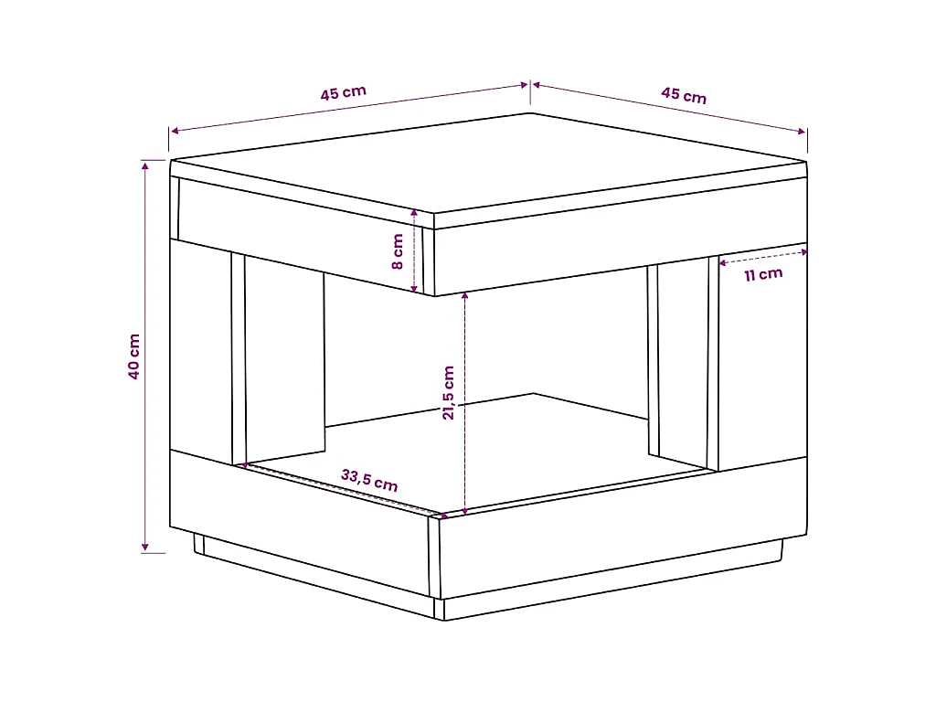 Table basse 45x45x40 cm Bois d'acacia massif