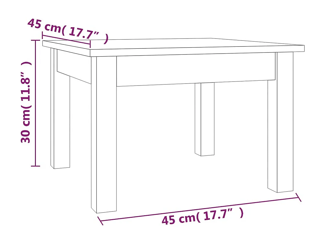 Table basse 45x45x30 cm Bois massif de pin