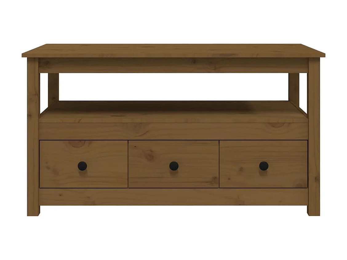 Table basse Marron miel 102x49x55 cm Bois massif de pin