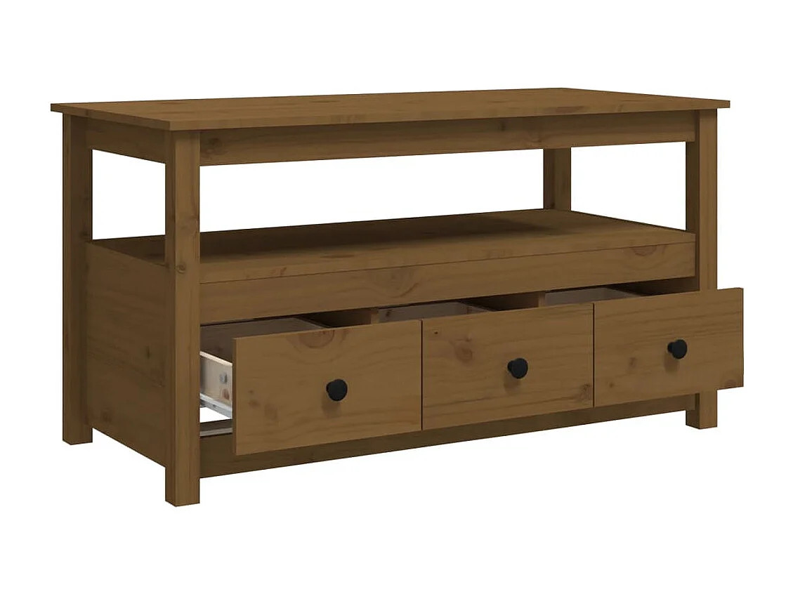 Table basse Marron miel 102x49x55 cm Bois massif de pin