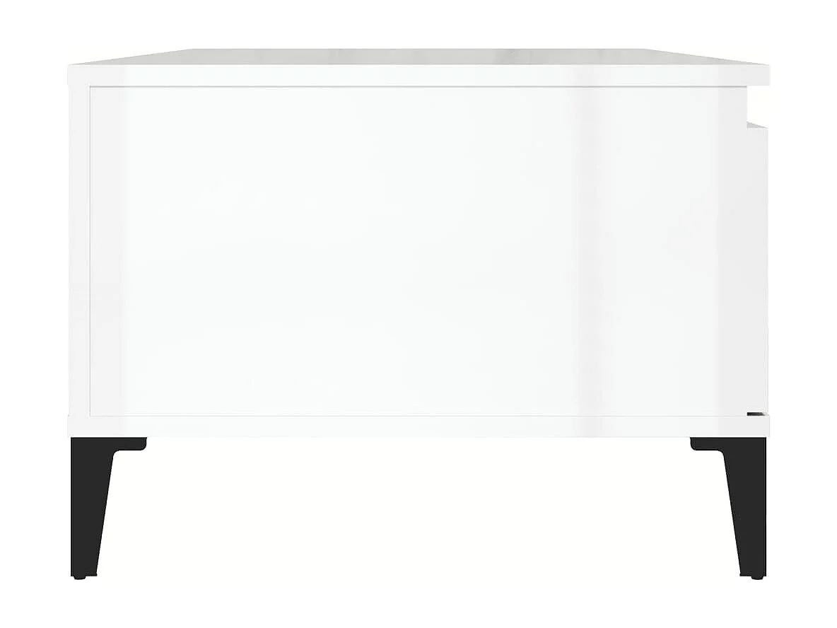 Tavolino Salotto Bianco Lucido 90x50x36,5 cm Legno Multistrato