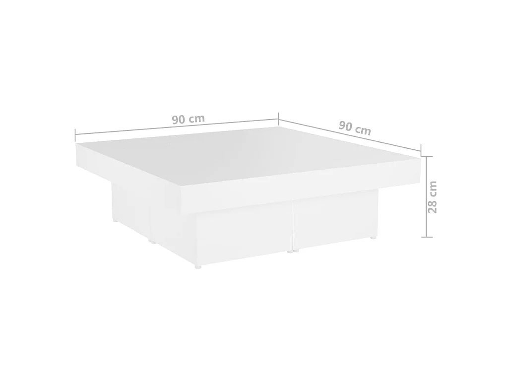 Table basse blanc 90x90x28 cm bois d'ingénierie