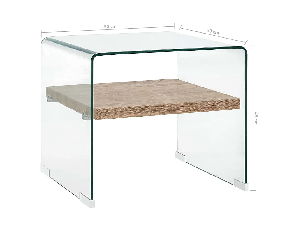 Table basse Clair 50x50x45 cm Verre trempé