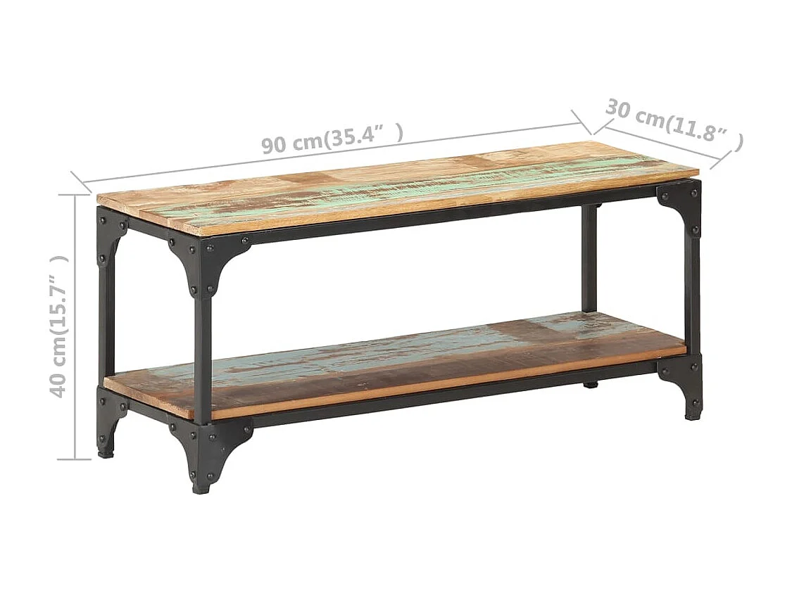 Mesa de centro 90x30x40 cm madeira recuperada maciça