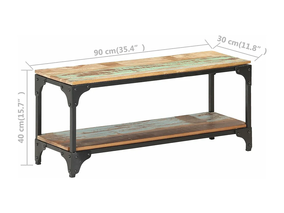 Mesa de centro 90x30x40 cm madeira recuperada maciça