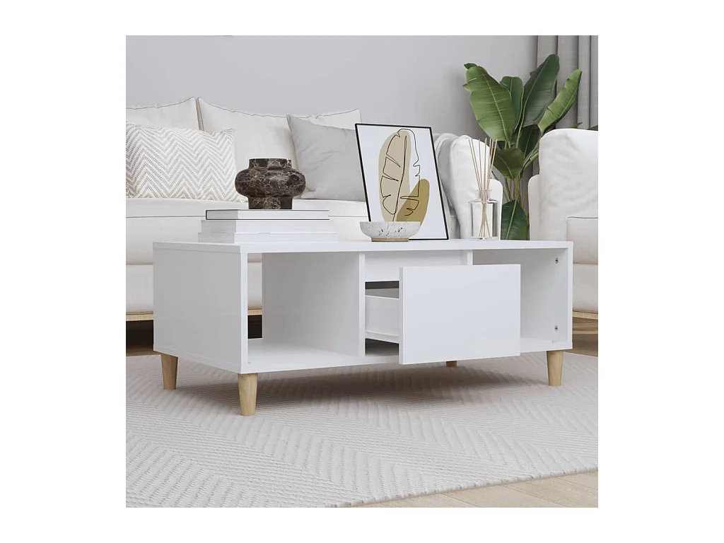 Table basse Blanc 90x50x36,5 cm Bois d'ingénierie