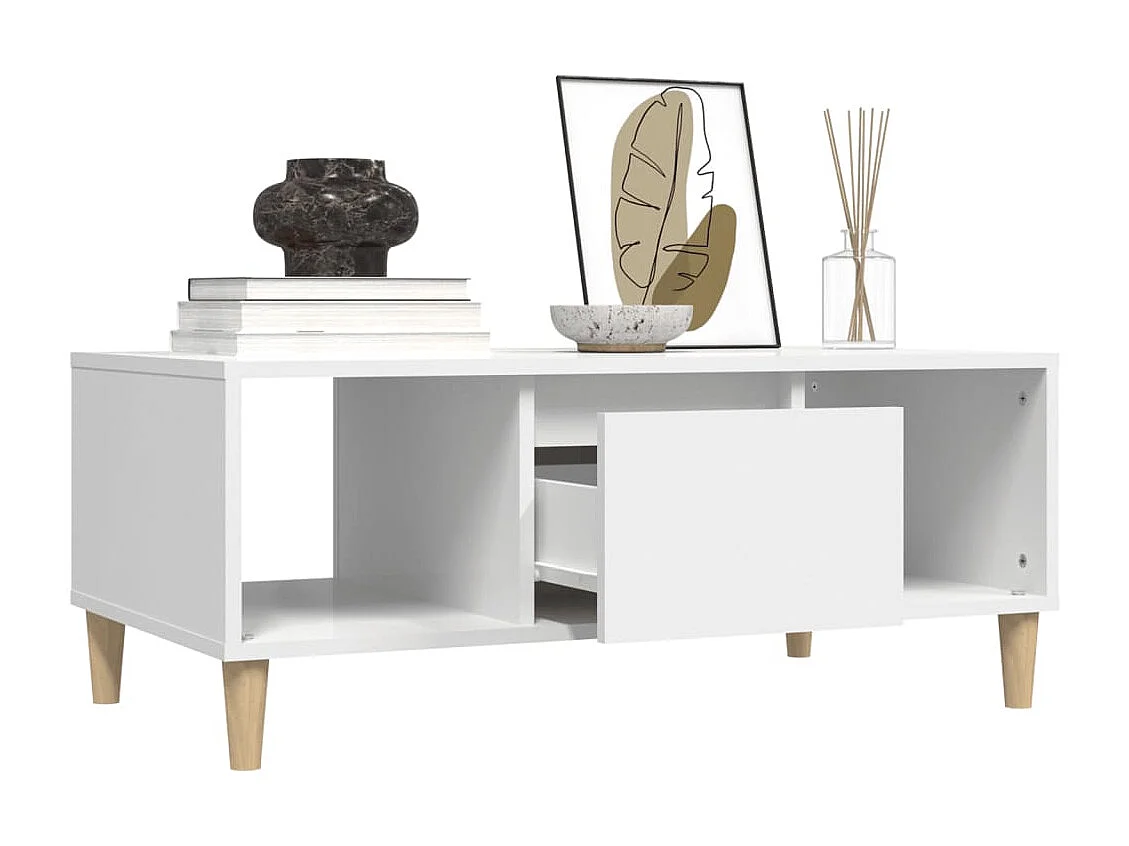 Table basse Blanc 90x50x36,5 cm Bois d'ingénierie
