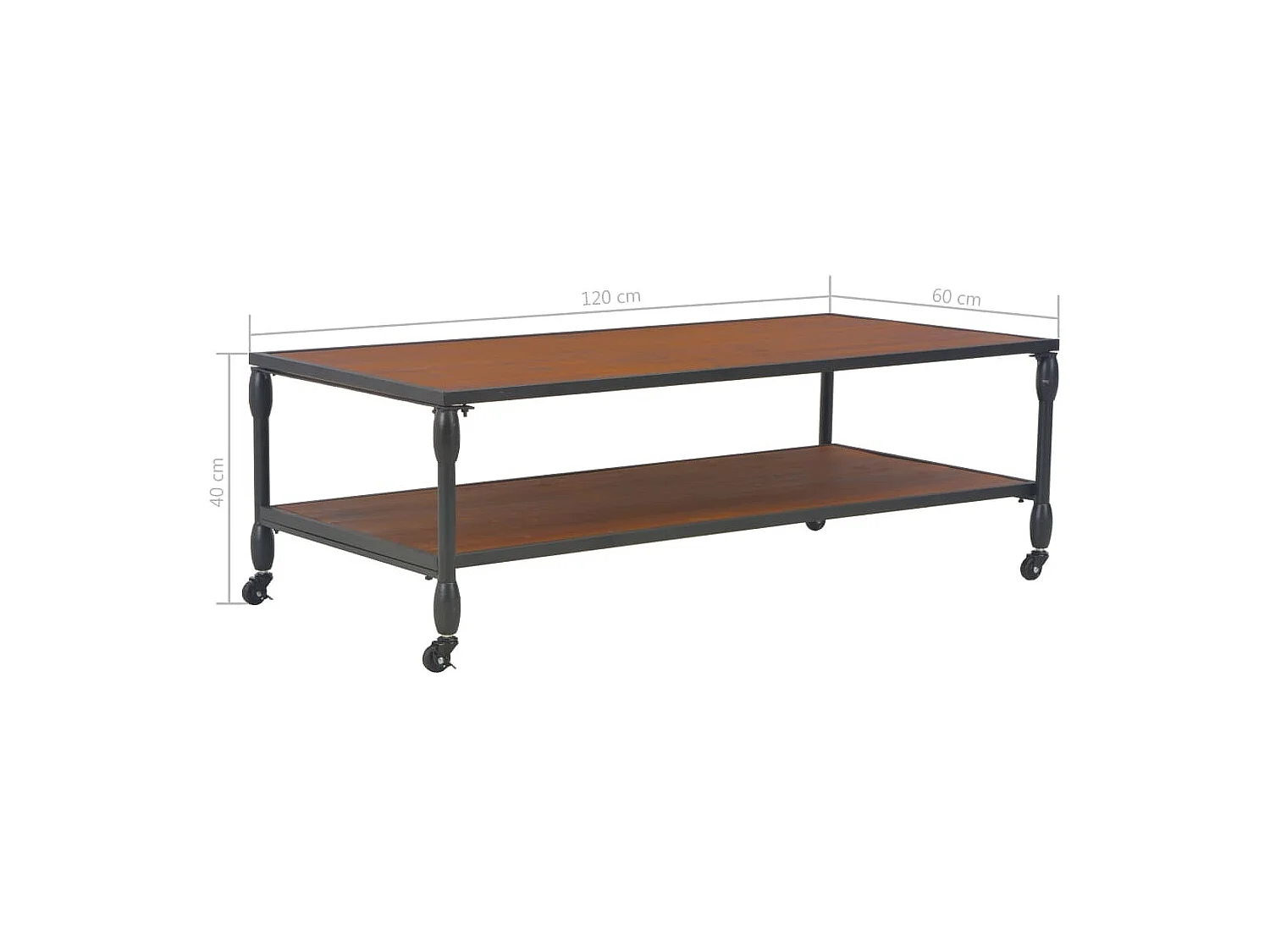 Mesa de centro c/ prateleira 120x60x40 cm madeira abeto maciça