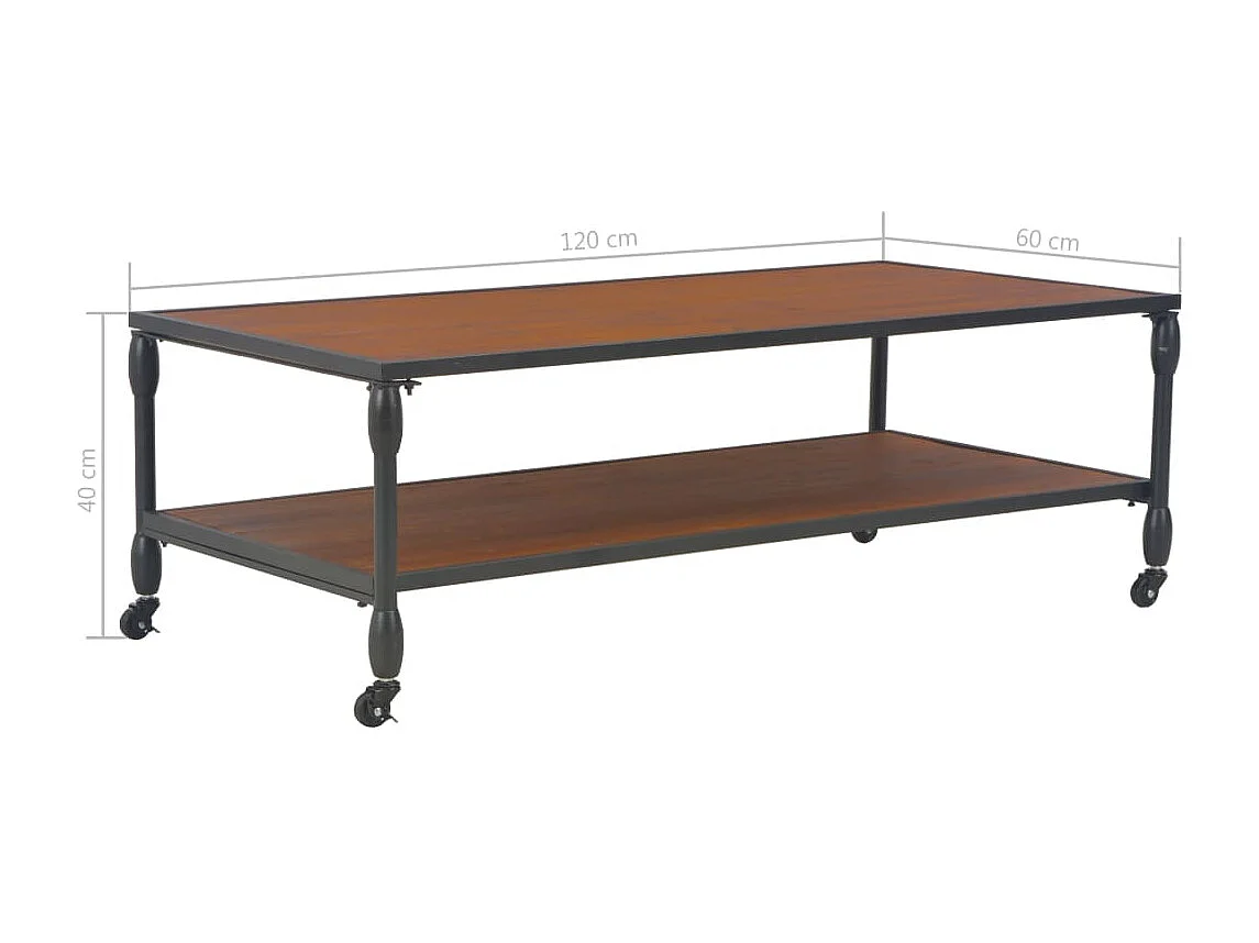 Mesa de centro c/ prateleira 120x60x40 cm madeira abeto maciça