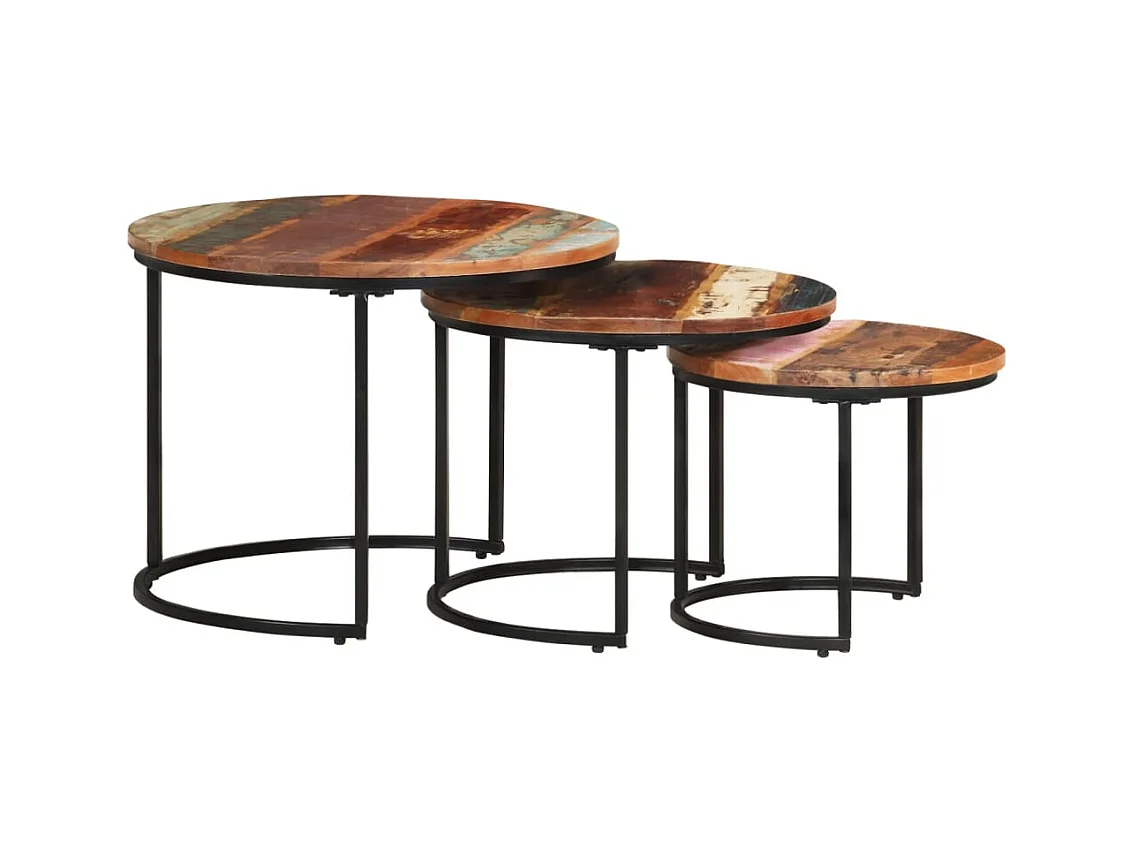 Tables gigognes 3 pcs Bois de récupération massif
