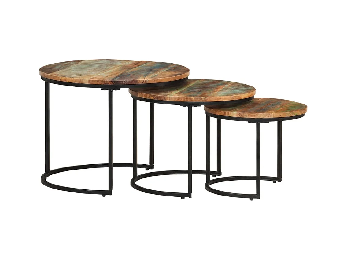 Tables gigognes 3 pcs Bois de récupération massif