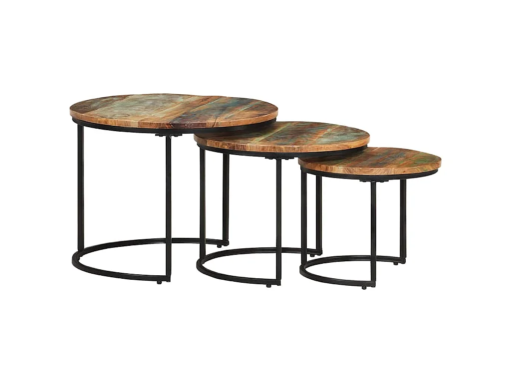 Tables gigognes 3 pcs Bois de récupération massif