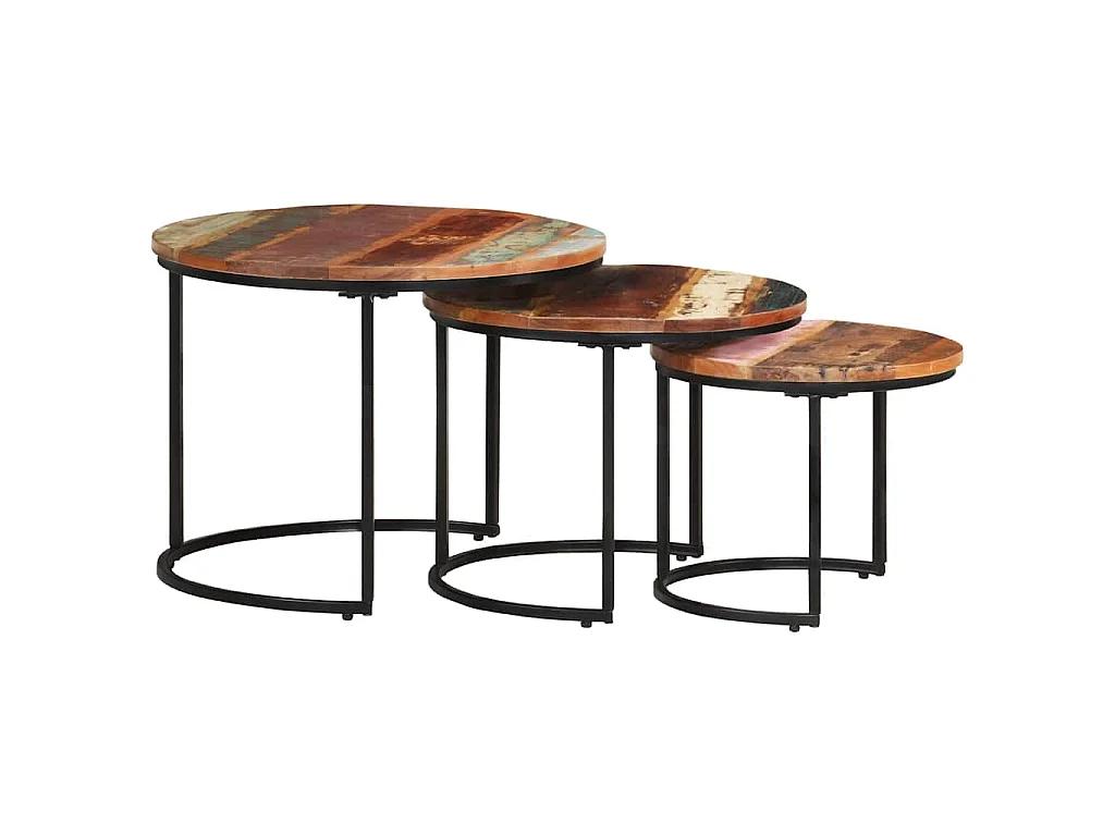 Tables gigognes 3 pcs Bois de récupération massif