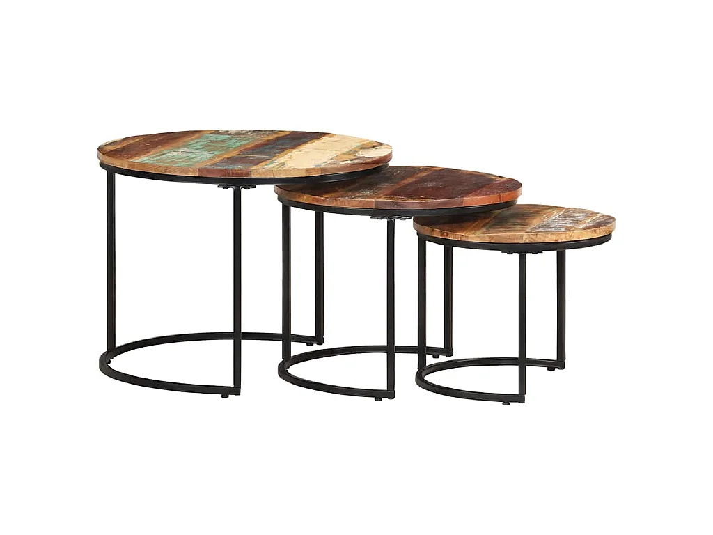 Tables gigognes 3 pcs Bois de récupération massif