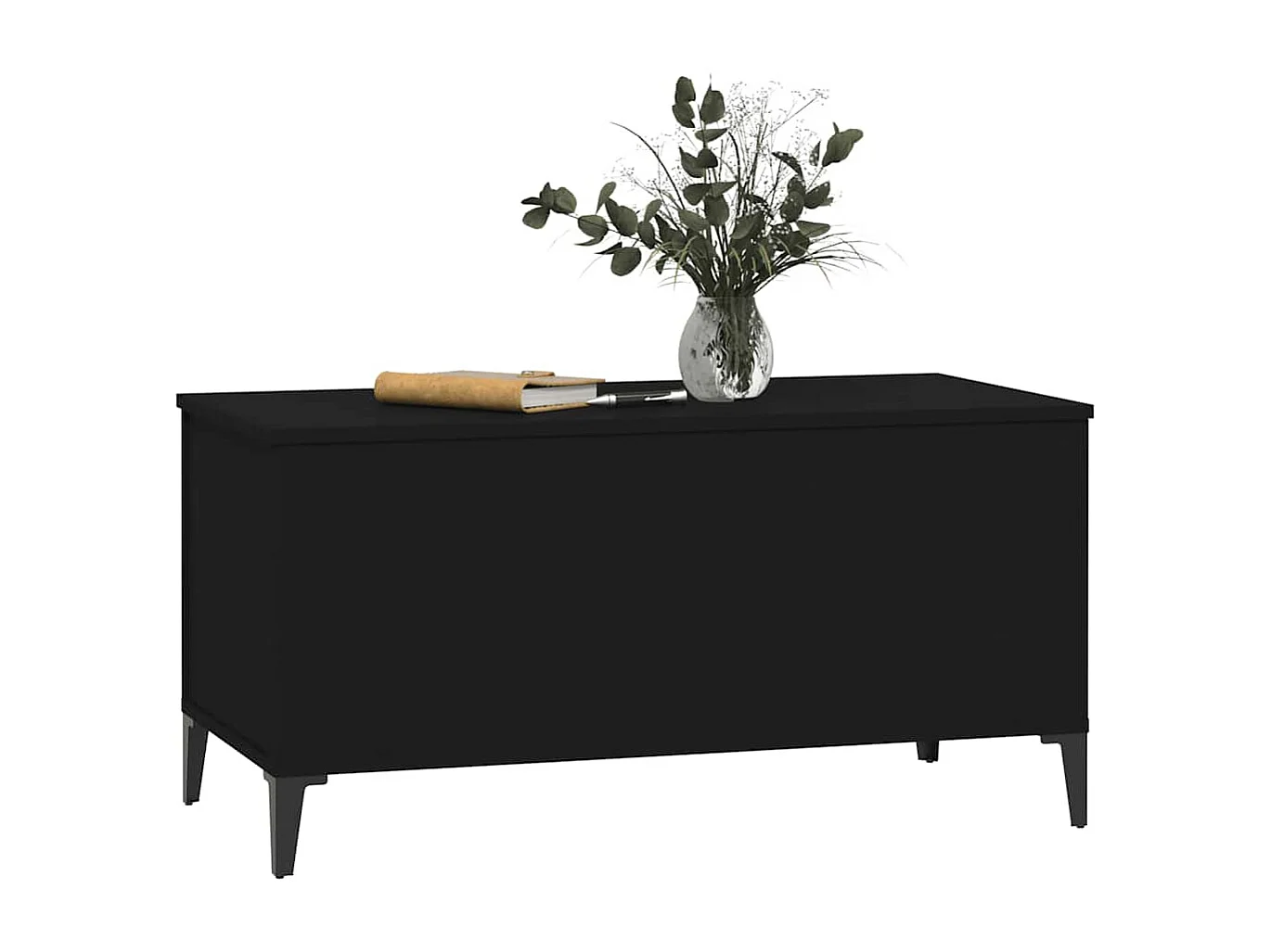 Tavolino da Salotto Nero 90x44,5x45 cm in Legno Multistrato