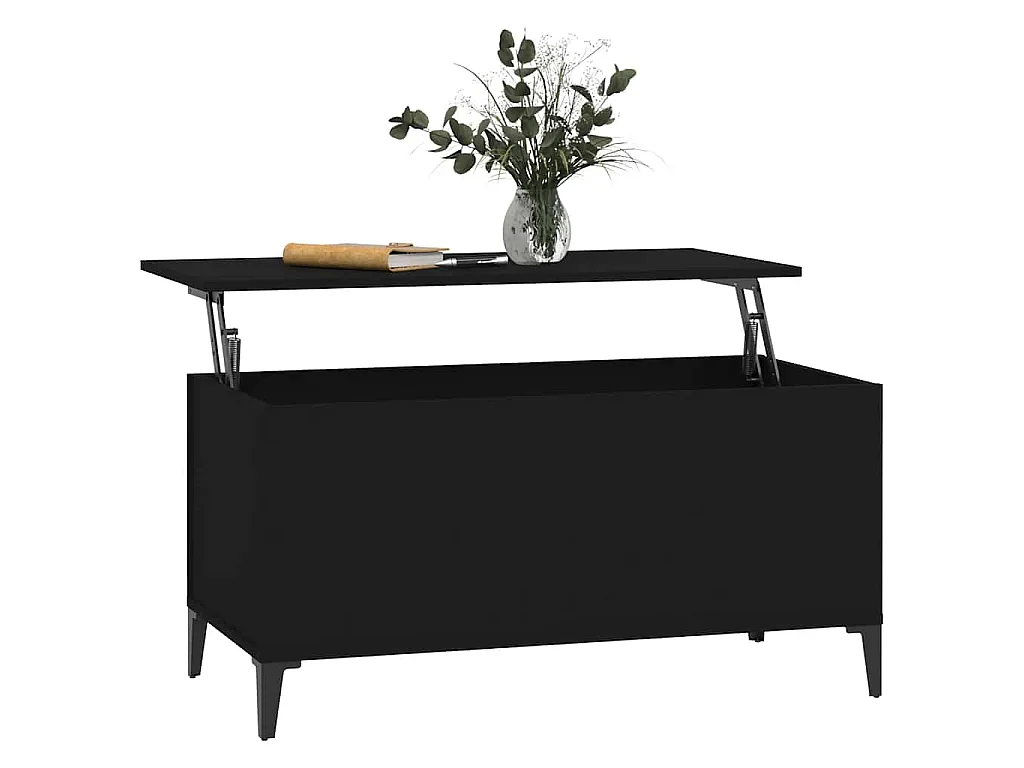 Tavolino da Salotto Nero 90x44,5x45 cm in Legno Multistrato
