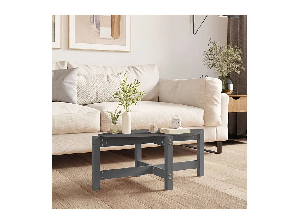 Table basse Gris 87x48x35 cm Bois massif de pin