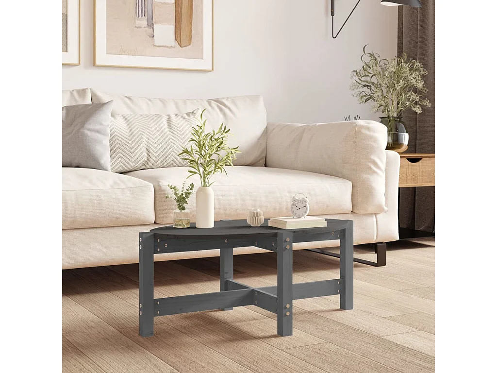 Table basse Gris 87x48x35 cm Bois massif de pin