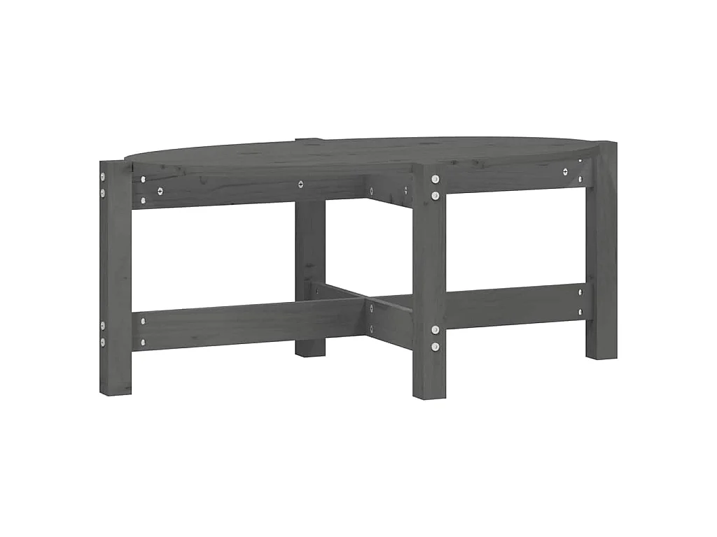 Tavolino da Salotto Grigio 87x48x35cm in Legno Massello di Pino