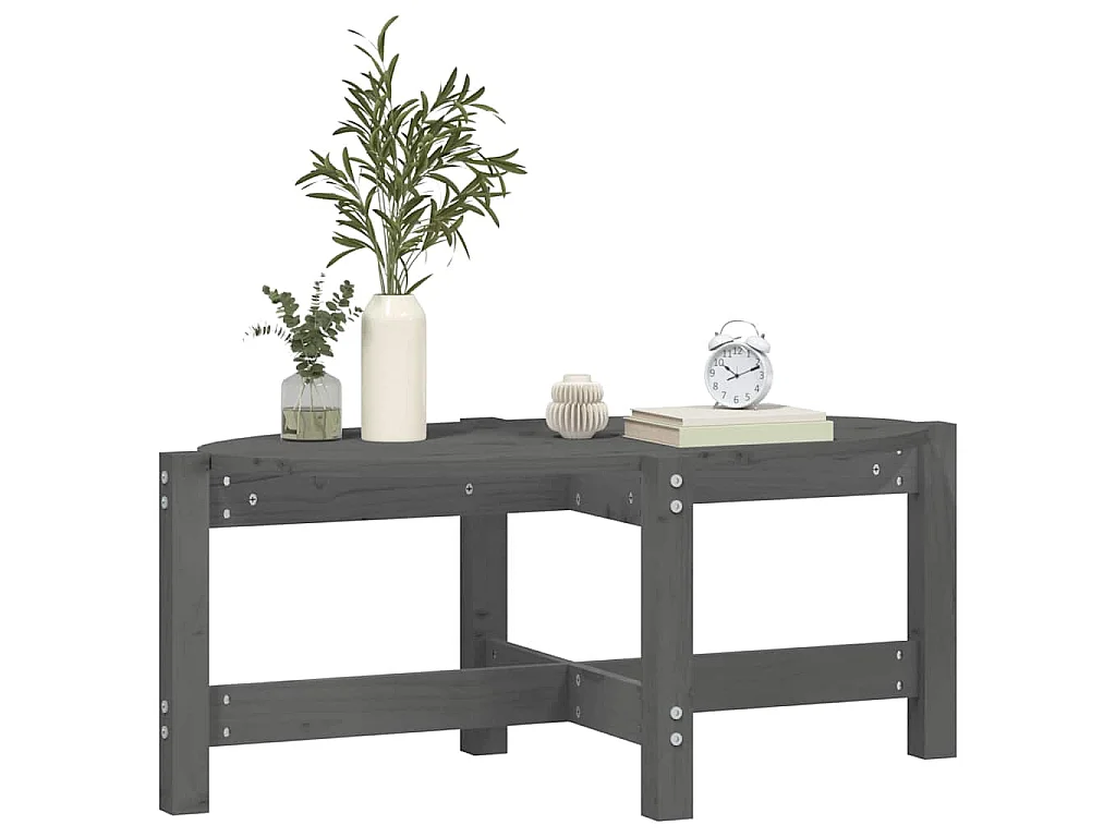 Tavolino da Salotto Grigio 87x48x35cm in Legno Massello di Pino