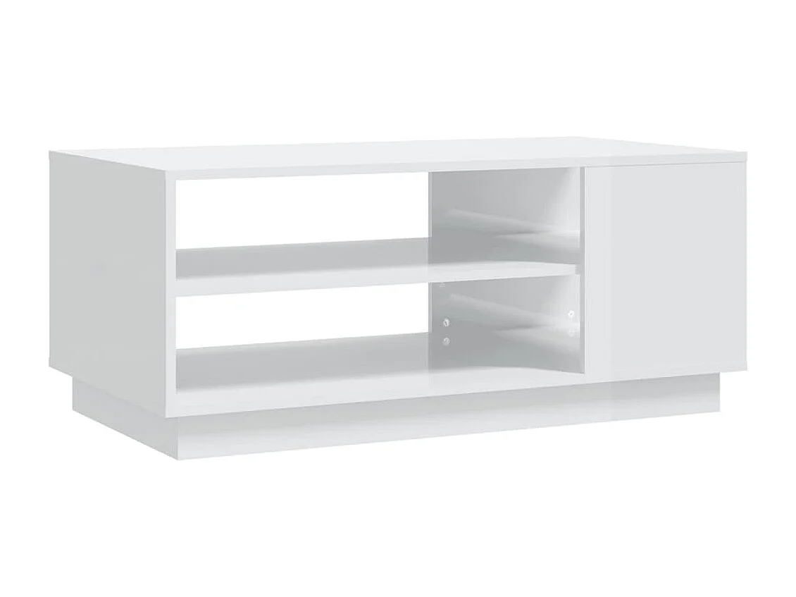 Table basse blanc brillant 102x55x43 cm bois d'ingénierie