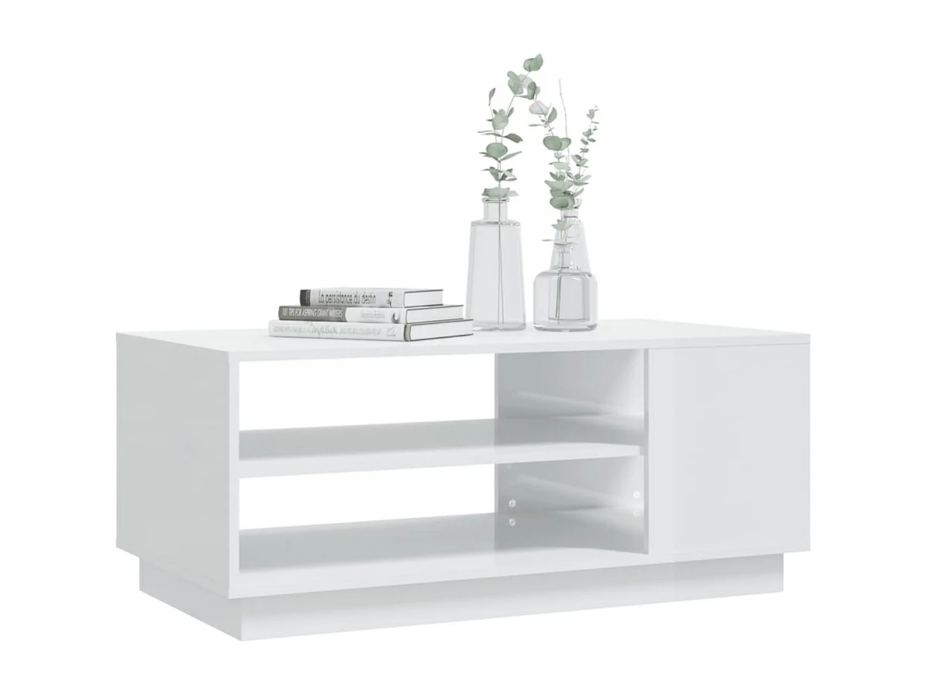 Table basse blanc brillant 102x55x43 cm bois d'ingénierie