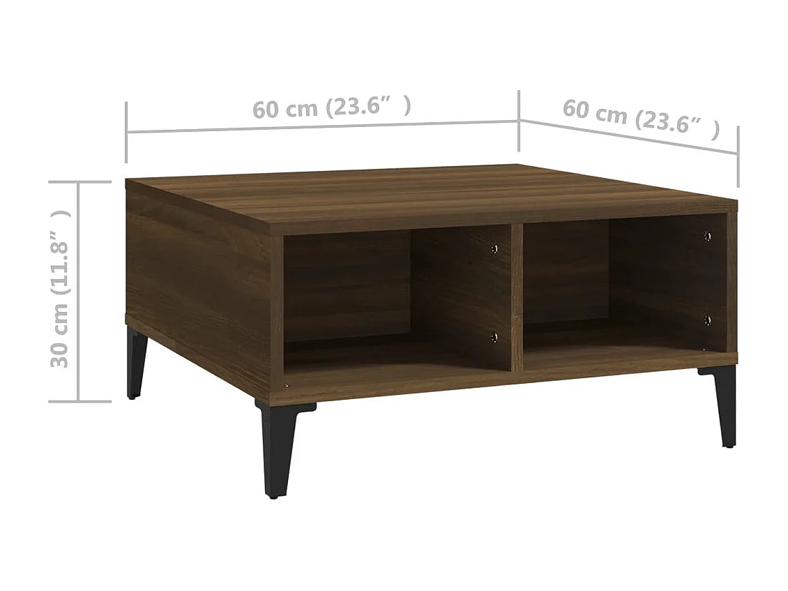 Tavolino da Salotto Rovere Marrone 60x60x30 cm in Truciolato