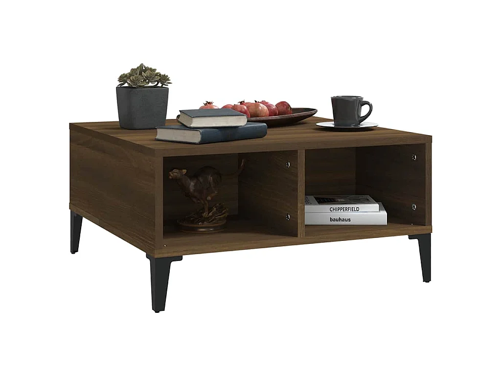 Table basse chêne marron 60x60x30 cm bois d'ingénierie