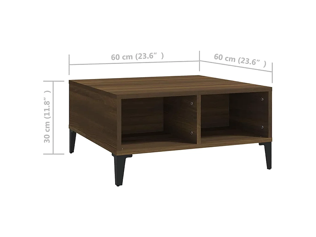 Table basse chêne marron 60x60x30 cm bois d'ingénierie