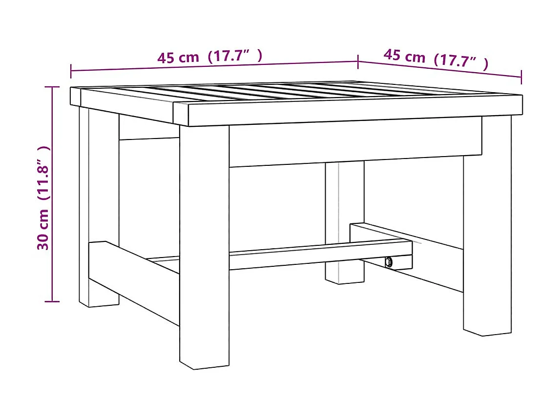 Table basse 45x45x30 cm bois massif de teck