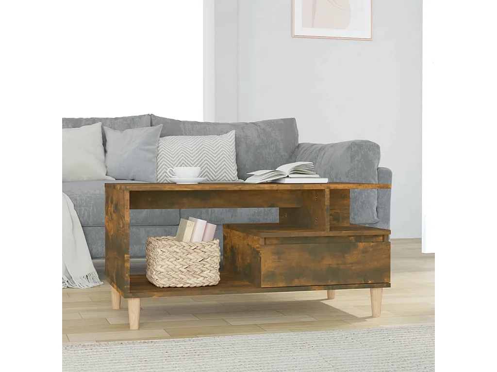 Table basse Chêne fumé 90x49x45 cm Bois d'ingénierie