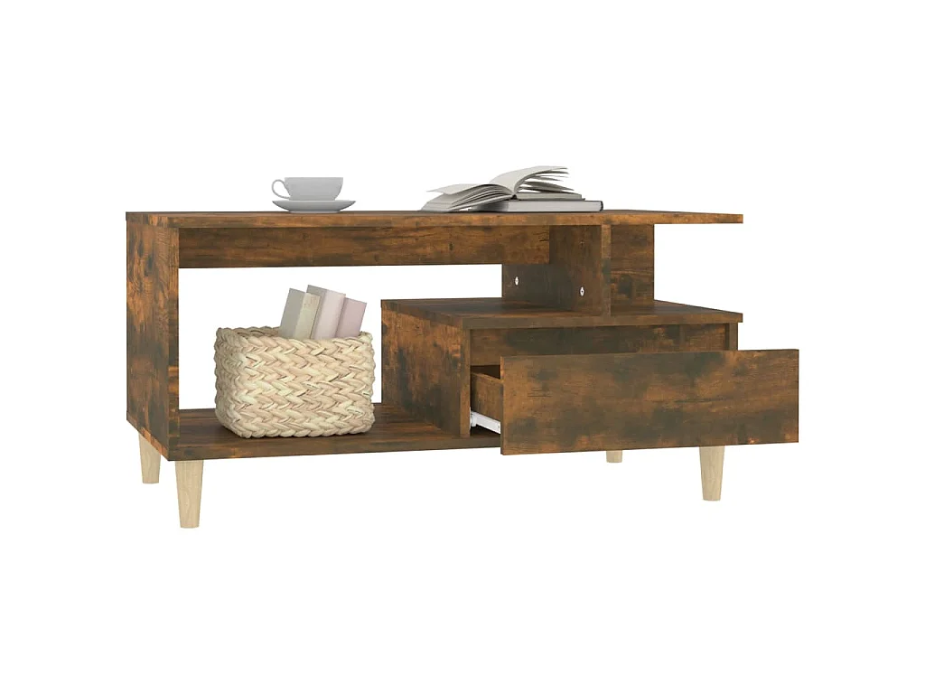 Table basse Chêne fumé 90x49x45 cm Bois d'ingénierie
