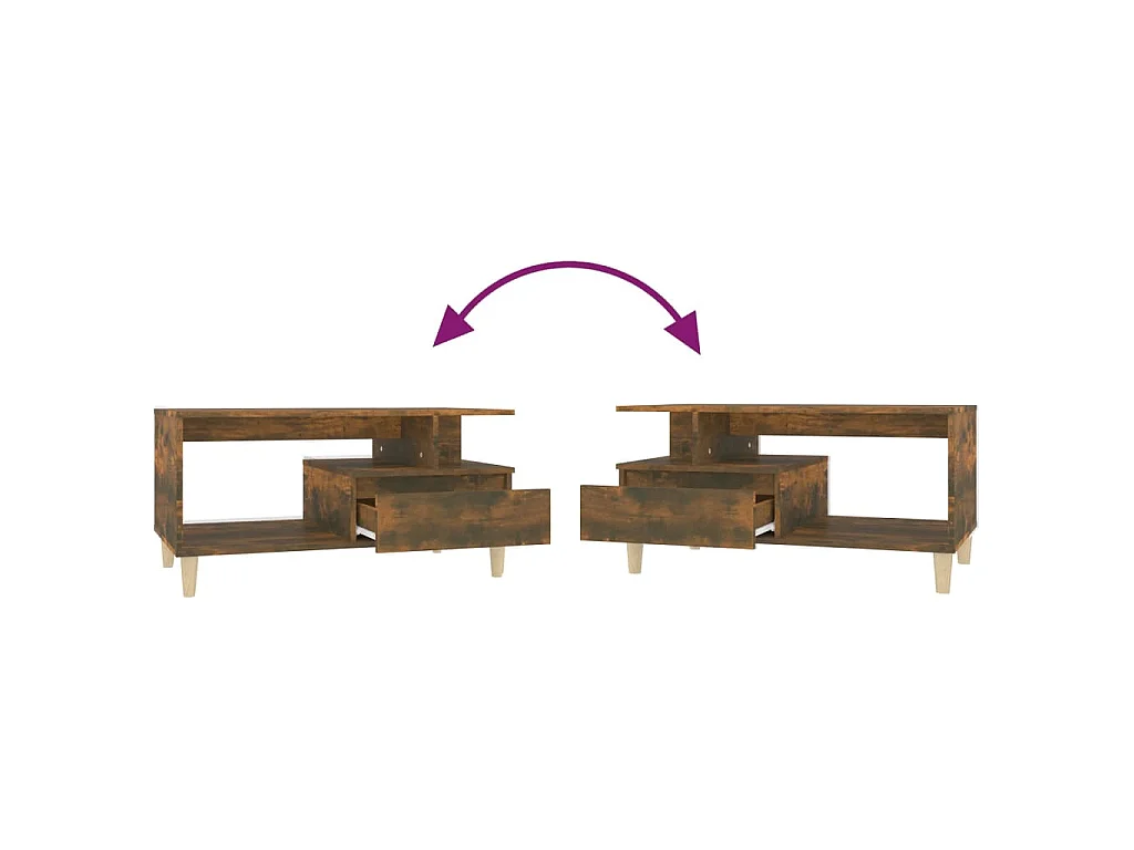 Table basse Chêne fumé 90x49x45 cm Bois d'ingénierie