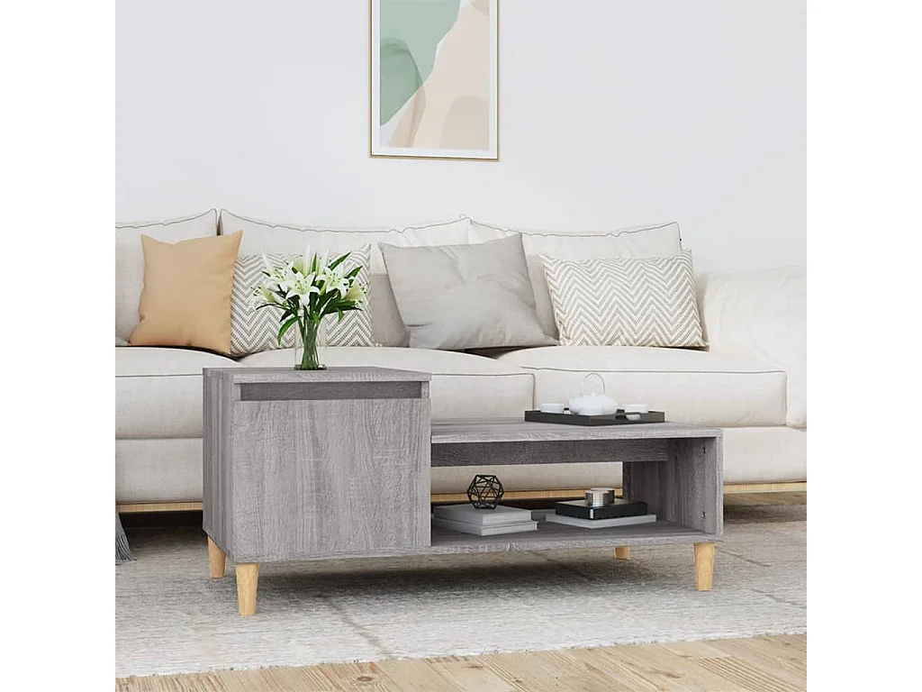 Mesa de centro madera contrachapada gris Sonoma 100x50x45 cm